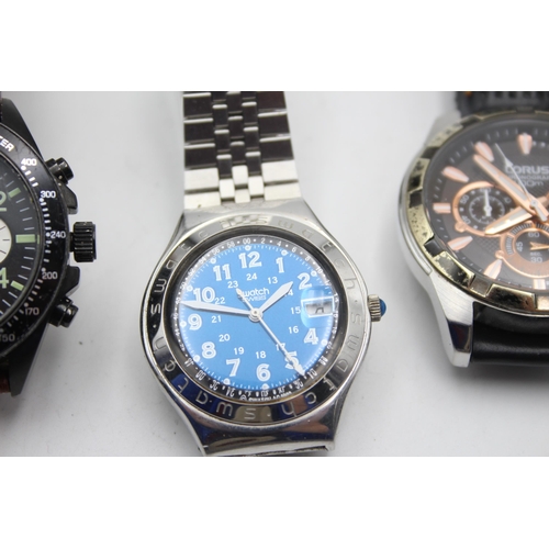 1240 - Four quartz men's wristwatches to include Swatch, Rotary etc.