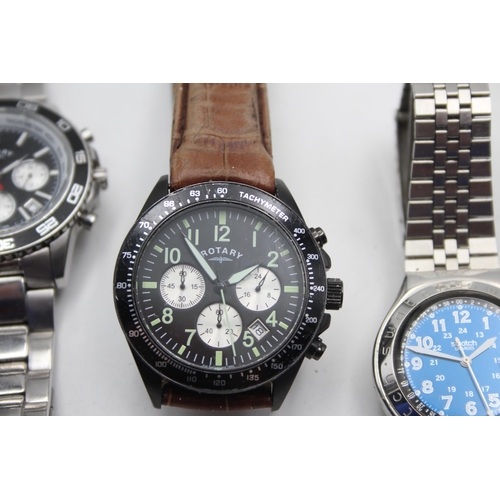 1240 - Four quartz men's wristwatches to include Swatch, Rotary etc.