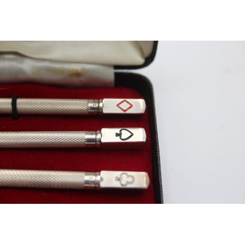 1314 - Four vintage hallmarked sterling silver propelling pencils - approx. gross weight 24 grams and 8.7cm... 