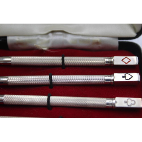 1314 - Four vintage hallmarked sterling silver propelling pencils - approx. gross weight 24 grams and 8.7cm... 