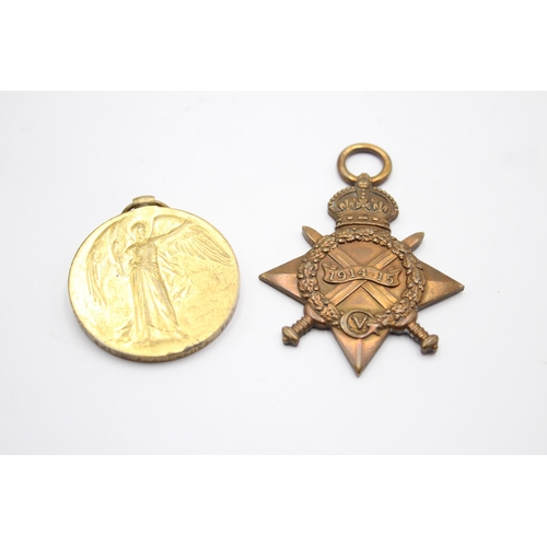 1399 - Two WWI medals, one 1914-15 Star and one Victory presented to 17425 Sgt. H.F.A Hughes Worc Regt