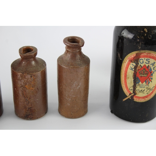 326A - Four antique and vintage bottles, one boxed Bass King's Ale 1902 and three stoneware