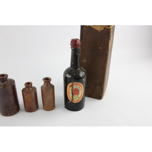 326A - Four antique and vintage bottles, one boxed Bass King's Ale 1902 and three stoneware