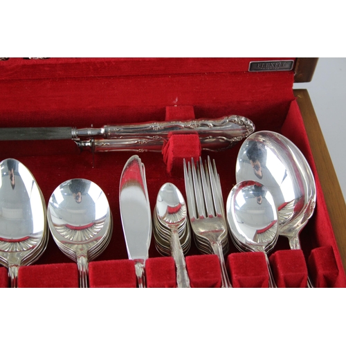 352 - A vintage silver plate seventy two piece cutlery set with wooden canteen