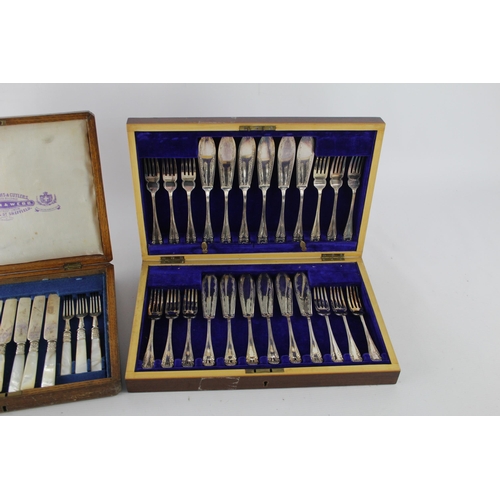 356 - Two vintage cutlery sets to include Mappin & Webb mother of pearl etc.