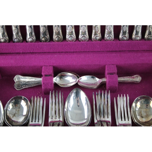 357 - A vintage silver plate forty four piece cutlery set with wooden canteen