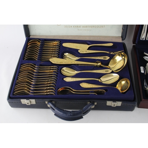 358 - Two boxed cutlery sets, one Viners of Sheffield and one Solingen 23/24 Karat Hartvergoldet