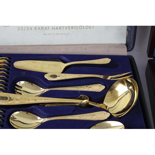 358 - Two boxed cutlery sets, one Viners of Sheffield and one Solingen 23/24 Karat Hartvergoldet