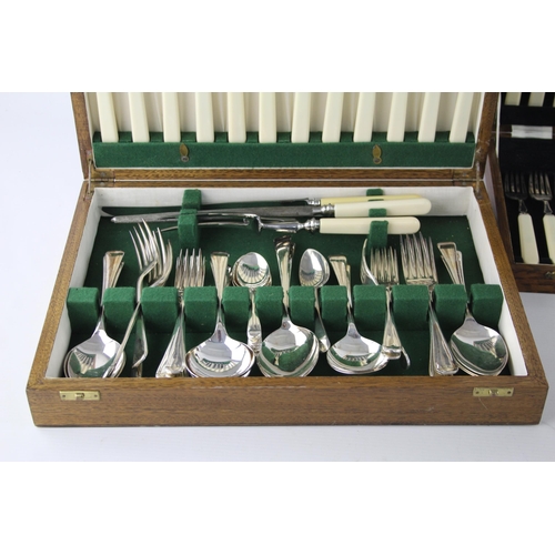 360 - Three vintage wooden cased silver plated cutlery sets