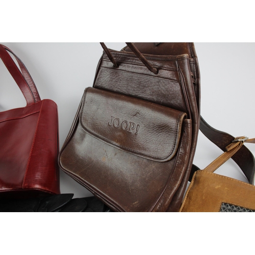 405 - A collection of leather handbags to include Coccinelle, Joop, La Moda etc.