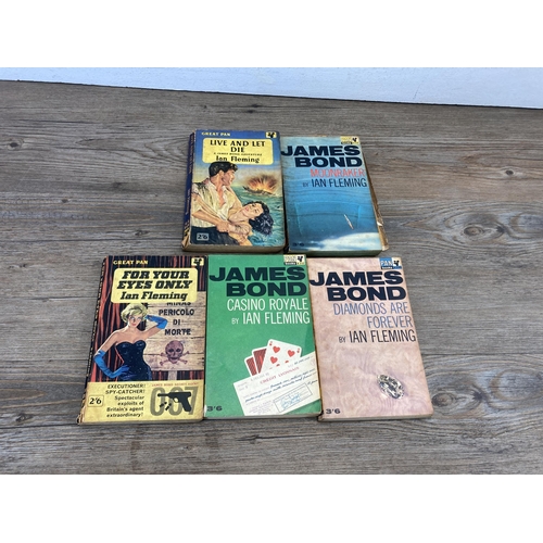 461 - Seven vintage Ian Fleming James Bond books to include 1958 Dr. No 1st Book Club Edition, From Prussi... 