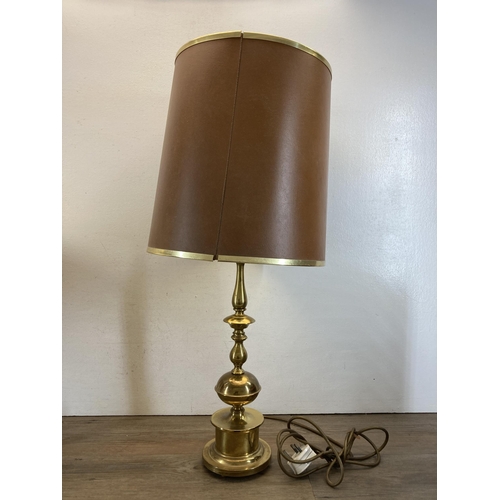 469 - Three brass table lamps