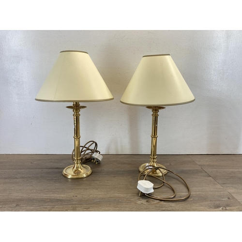 469 - Three brass table lamps