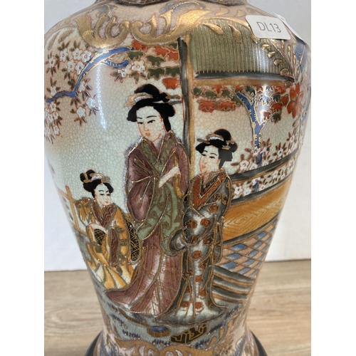 480 - A Japanese satsuma porcelain table lamp - approx. 44cm high