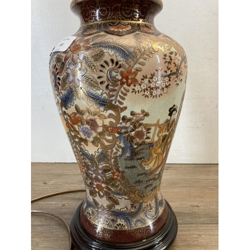 480 - A Japanese satsuma porcelain table lamp - approx. 44cm high