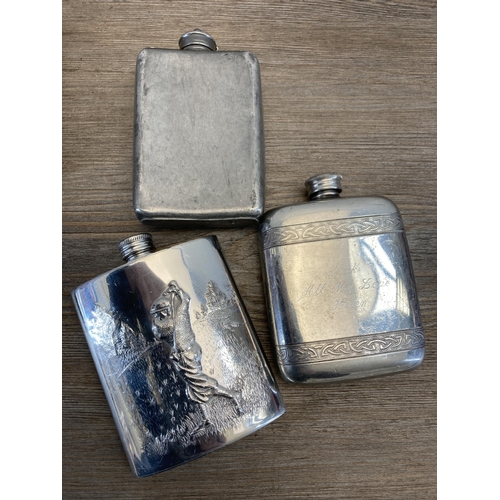 518 - A collection of vintage hipflasks