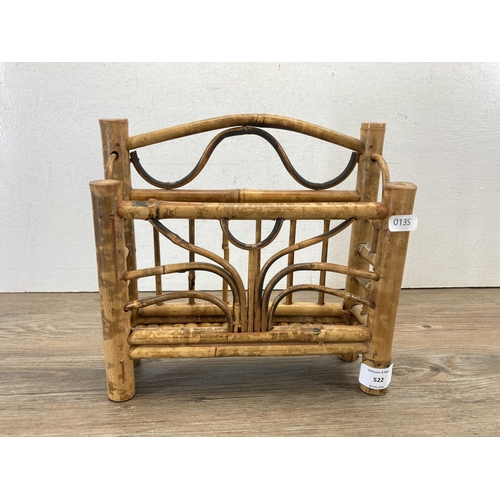 522 - A mid 20th century bamboo letter rack - approx. 24cm high x 25cm wide x 8cm deep