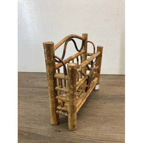 522 - A mid 20th century bamboo letter rack - approx. 24cm high x 25cm wide x 8cm deep