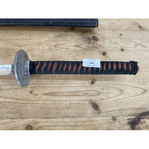 547 - A mid to late 20th century ornamental samurai sword with scabbard - approx. 99cm long