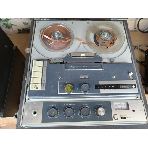 624 - Two vintage tape recorders, one AKAI CS-35D compact cassette and one Truvox R102 reel-to-reel