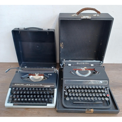 768A - Two vintage portable typewriters, one Olivetti and one Silver-Reed Leader