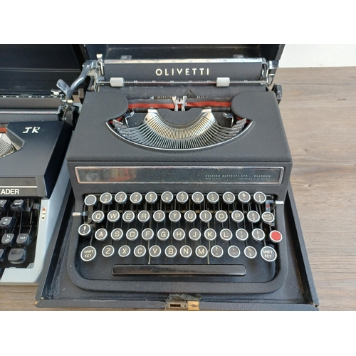 768A - Two vintage portable typewriters, one Olivetti and one Silver-Reed Leader