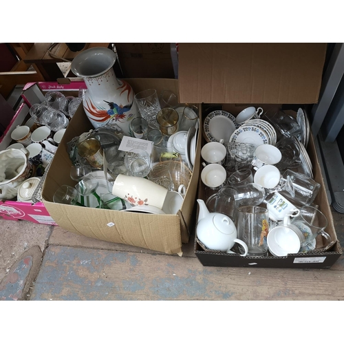 970B - Eight boxes containing ceramics, glassware etc.