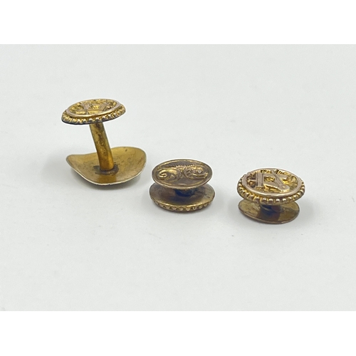 1181 - Seven yellow metal masonic cufflinks, three pairs and one singular - approx. gross weight 9.15 grams