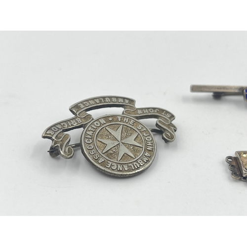 1182 - Four items, sterling silver and enamel Australian Commonwealth Military Forces badge, hallmarked Bir... 