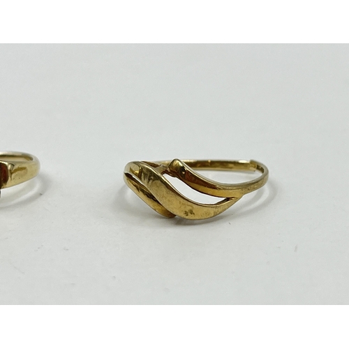 1212 - Two 9ct gold rings - approx. gross weight 3.5 grams