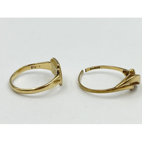 1212 - Two 9ct gold rings - approx. gross weight 3.5 grams