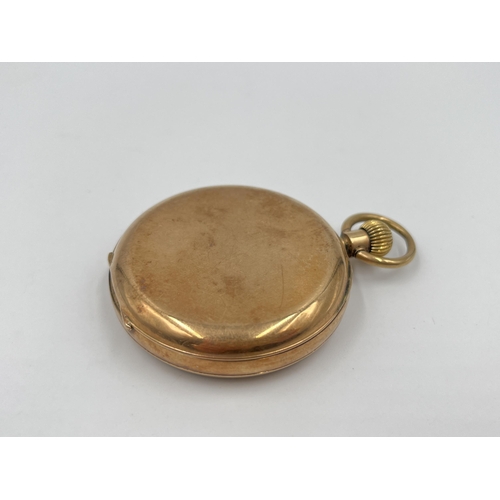 1221 - A George V Rotherham & Sons hallmarked Birmingham 9ct gold cased open face hand wind pocket watch, d... 