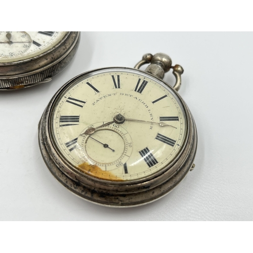 1226 - Four antique and later hallmarked sterling silver pocket watches to include J. W. Reeley & Sons, Wal... 