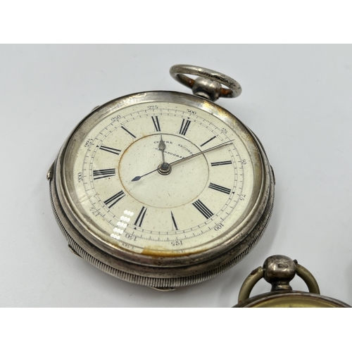 1226 - Four antique and later hallmarked sterling silver pocket watches to include J. W. Reeley & Sons, Wal... 