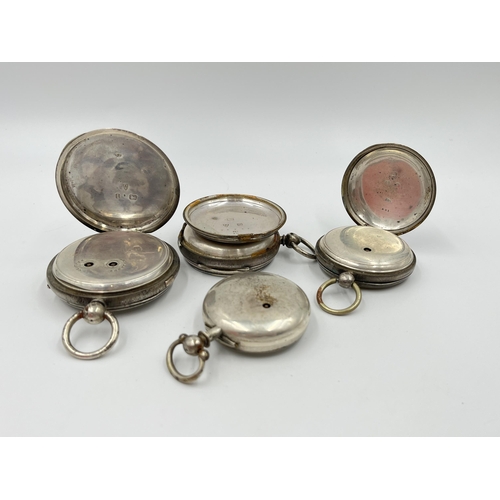 1226 - Four antique and later hallmarked sterling silver pocket watches to include J. W. Reeley & Sons, Wal... 