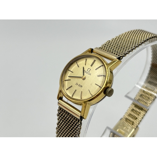 1229 - A boxed 1980s Omega De Ville quartz 24mm lady's wristwatch with 10ct gold filled bracelet, internati... 