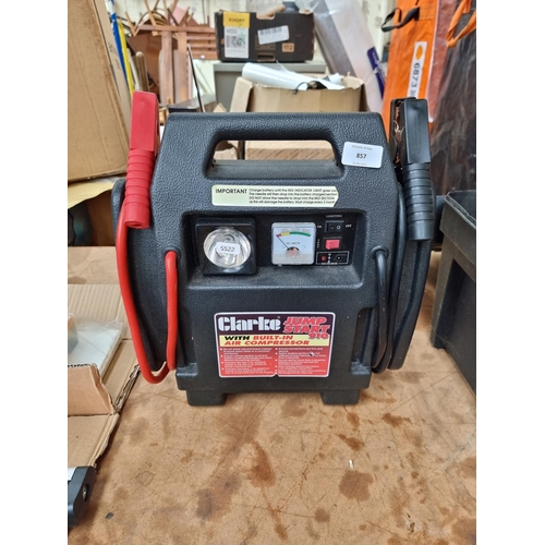 857 - A Clarke Jumpstart 910 jump starter with built in air compressor