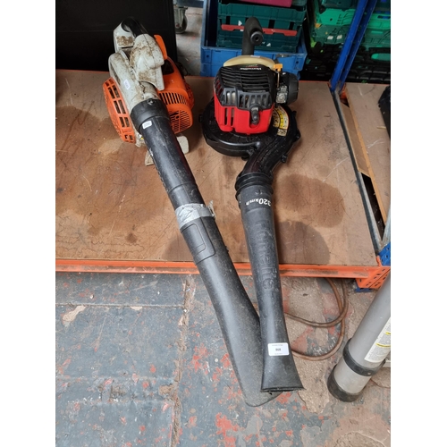 868 - Two petrol leaf blowers, one Homelite Mighty lite and one Stihl