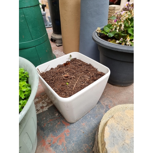 921 - Four planters with plants and compost