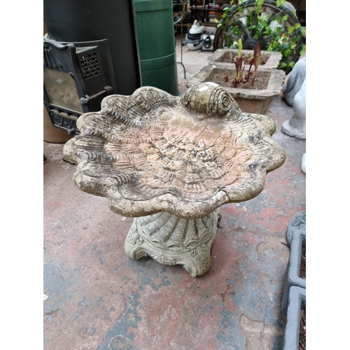 926 - A 19th century style scalloped bird bath on pedestal base