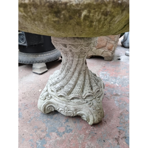 926 - A 19th century style scalloped bird bath on pedestal base