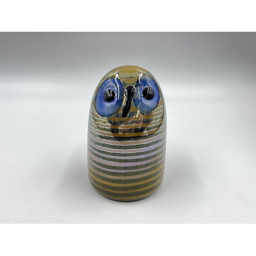 235 - A boxed Littala Oiva Toikka art glass owl figurine - approx. 11cm high