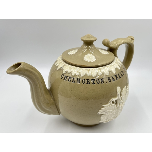 237 - An Edwardian Chelmorton Bazaar 1908 ceramic teapot - approx. 17cm high