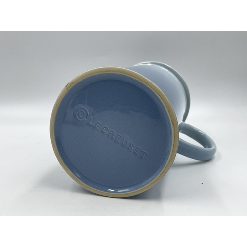 243 - A Le Creuset Coastal Blue stoneware cafetiere French press - approx. 22cm high