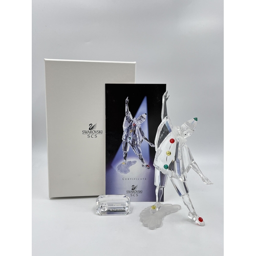 262 - A boxed Swarovski Crystal Annual Edition 1999 Pierrot figurine with plaque - model no. 230586