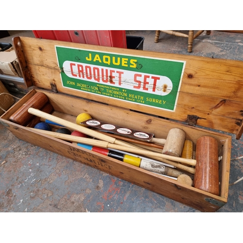 819 - A vintage pine cased John Jacques & Son Croquet set