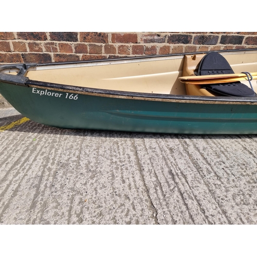 866 - A Coleman Explorer 166 Canadian canoe with oars - approx. 16' 7'' long, 3' 1'' wide x 1' 6'' deep