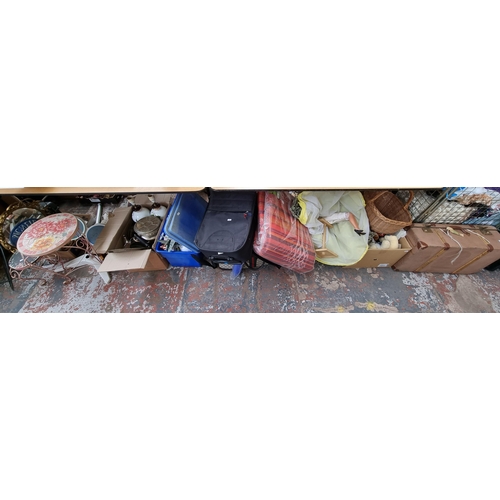 963A - A large collection of house clearance items to include vintage fibre board and wooden banded suitcas... 