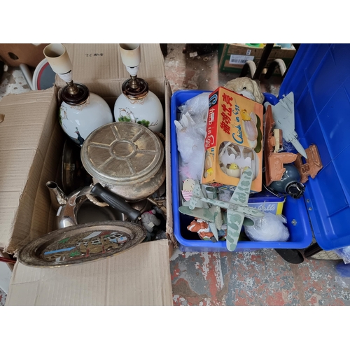 963A - A large collection of house clearance items to include vintage fibre board and wooden banded suitcas... 