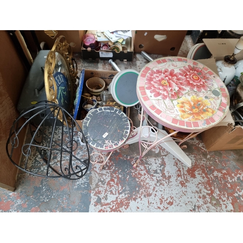 963A - A large collection of house clearance items to include vintage fibre board and wooden banded suitcas... 